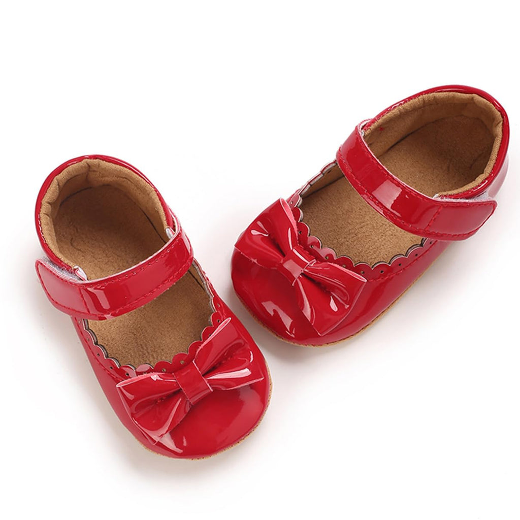 COSANKIM Baby Girls Mary Jane Flats Shoes Anti-Slip Rubber Sole Infant Toddler Princess Wedding Dress Shoes (6-12 Months Infant,08/Red)
