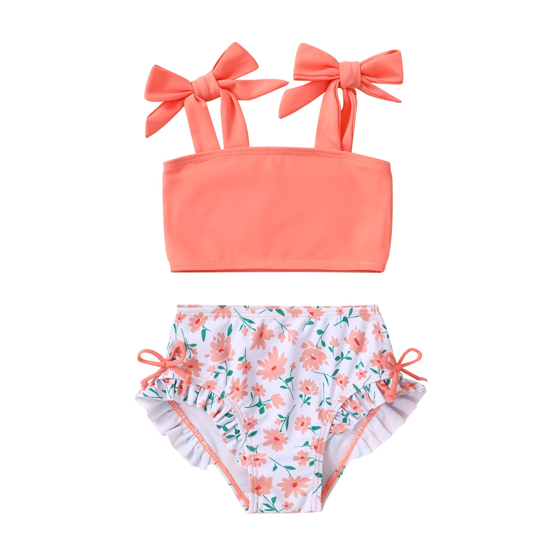 MAMAMI Toddler Swimsuit Girl Color Block Stripe Two Pieces Swimwear Baby Girl Summer Beach Bathing Suits