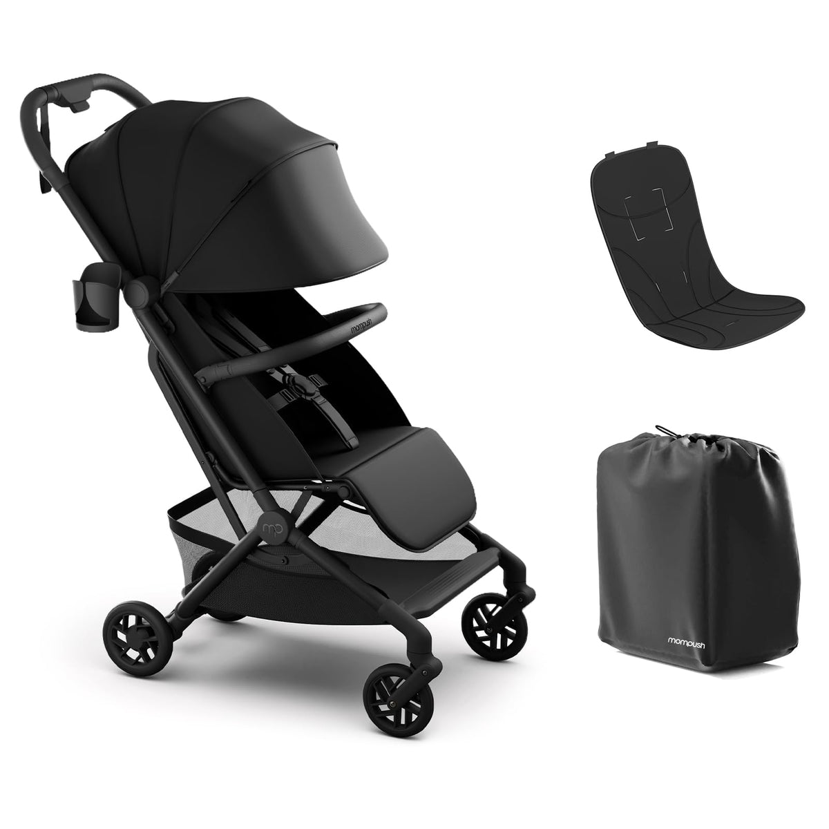 Mompush Velo Compact Travel Stroller One-Hand Fold, Carry-on Approved