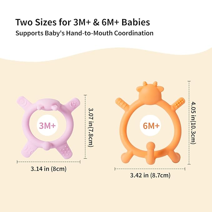 Pigeon Silicone Baby Teether – Multi-Textured Teething Relief Toys, Lightweight & Easy to Grasp, 6+ Months (Orange Deer, 1 Count)