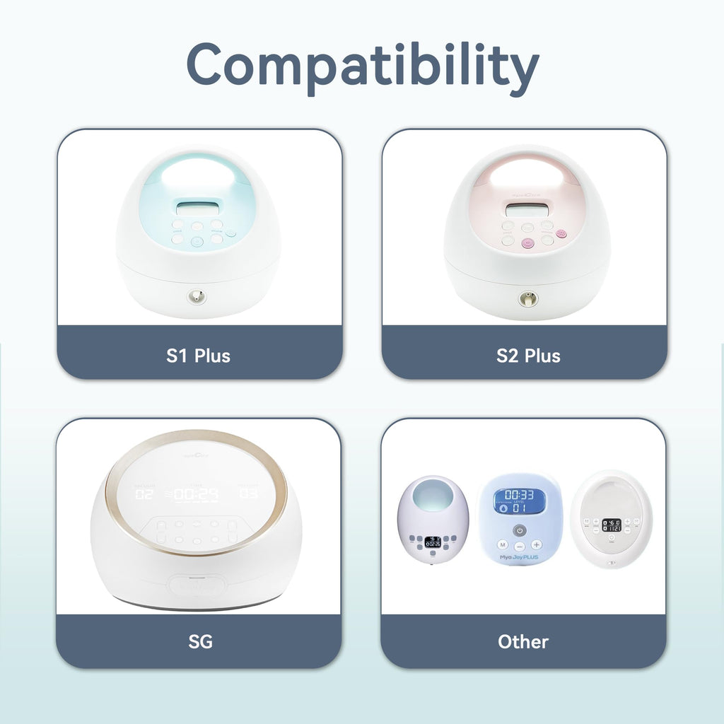 TOVVILD 24 mm Flange Set Compatible with Spectra/Motif Luna Wide-Mouth Bottles, Breast Pump Parts Includes Breast Shield Tubing Valve Backflow Protector, Not Original Spectra Accessories