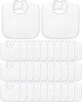 Foaincore 30 Pcs White Bibs for Baby 2 Ply Waterproof Absorbent White Bibs Bulk for DIY Baby Shower Games Decorating Washable Reusable Feeding Teething Drooling