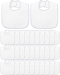 Foaincore 30 Pcs White Bibs Bulk, 2 Ply Waterproof for Baby Shower DIY