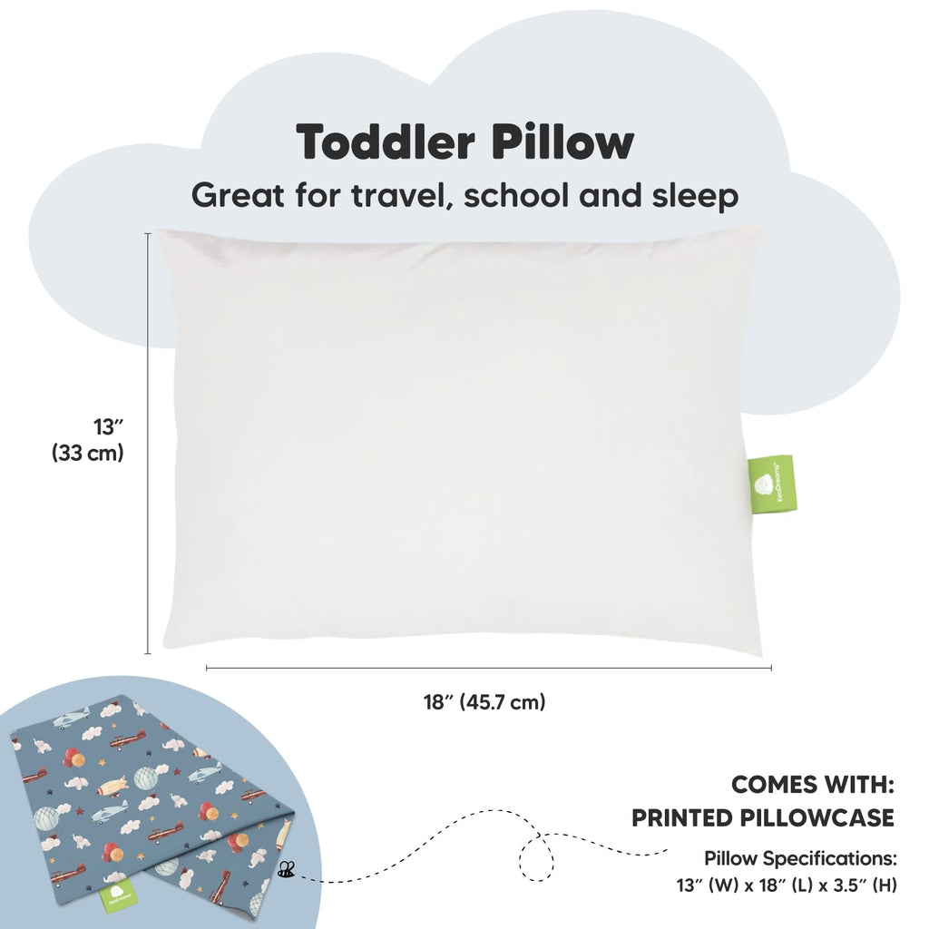 Toddler Pillow with Pillowcase, 13x18 My Little Dreamy Pillow (Up & Away)