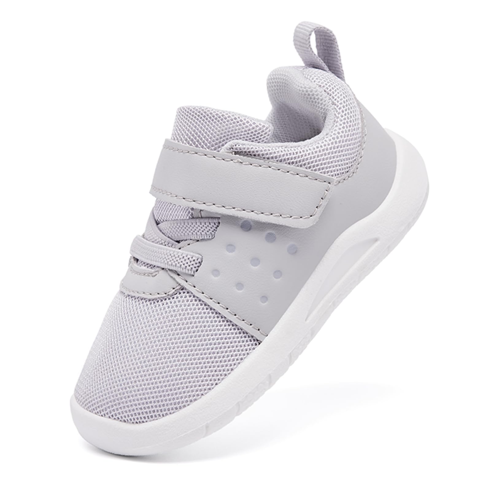 MORENDL Toddler Baby Shoes 0-4 Years Boy Girl Lightweight Breathable Non-Slip Sports Sneakers Running Walking Tennis Barefoot Shoes Grey 6-9Months