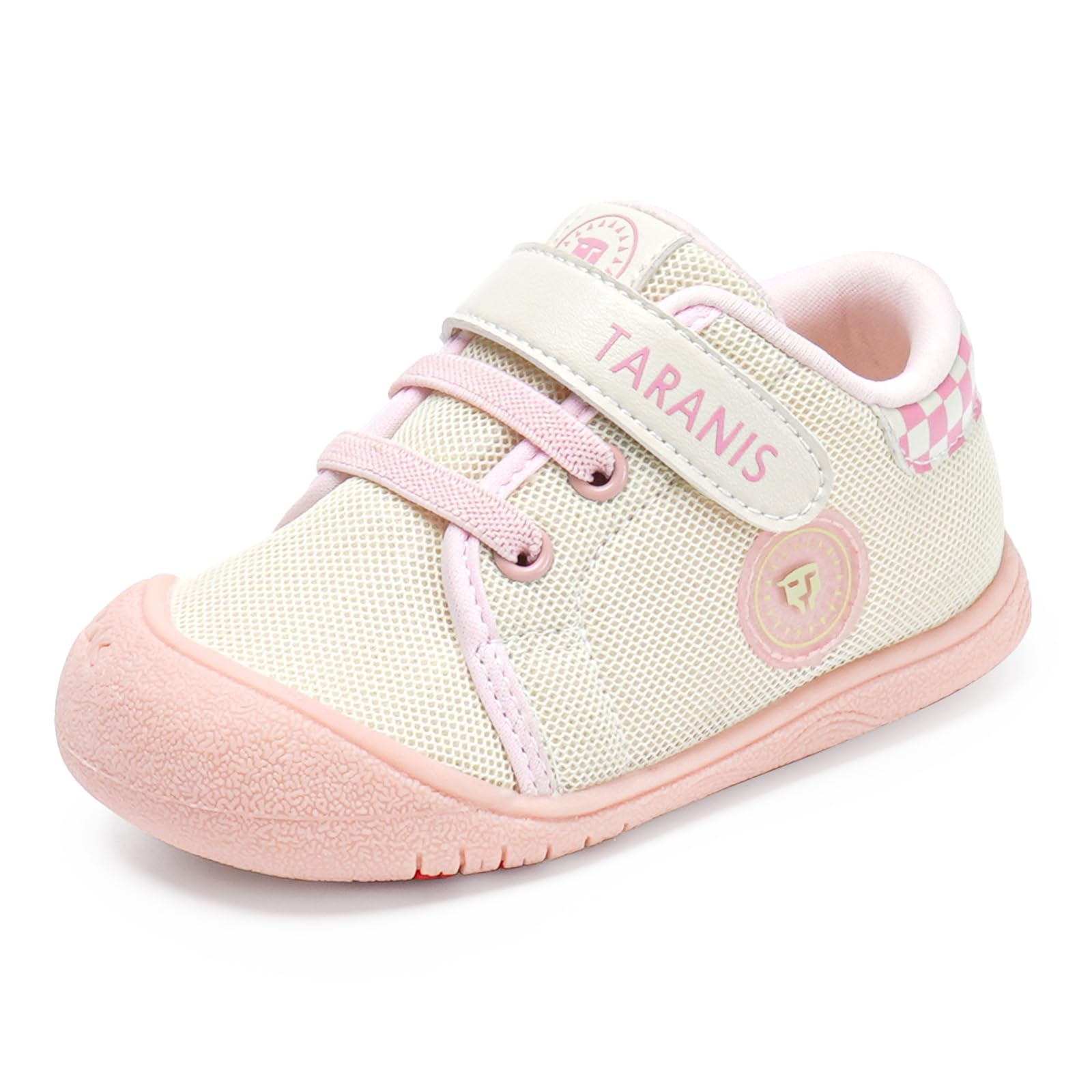 TARANIS Toddler Shoes Boys Girls Infant Sneakers Non-Slip Rubber Sole Baby Crib First Walker Shoes A Pink-White24