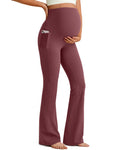 G4Free Maternity Yoga Pants Pregnancy Clothes,Dark Burgundy,XL,Petite