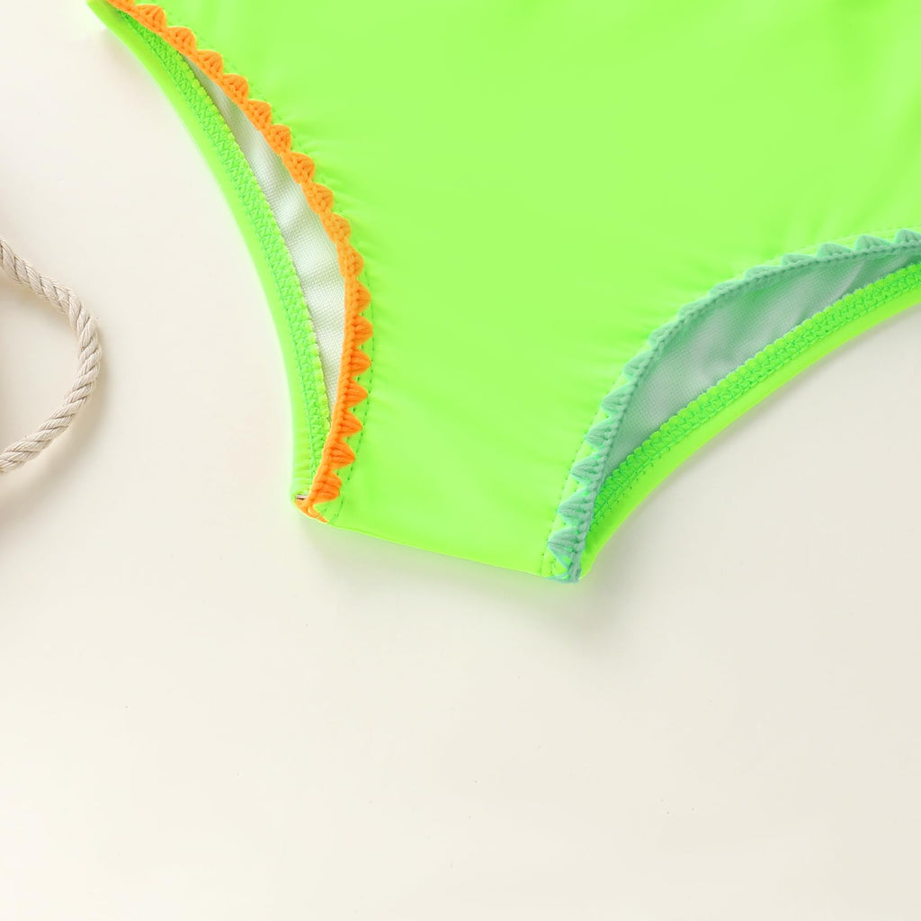 YOUNGER TREE Toddler Girls Two Pieces Swimsuit Color Block Stripe Swimwear Summer Beach Bathing Suit 18M-5T