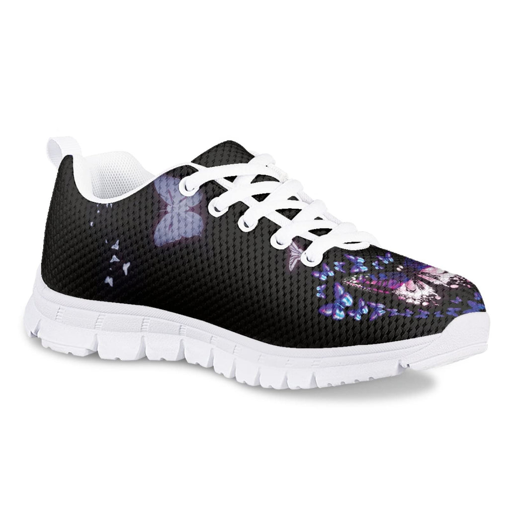 MARSVOVO First Shoes for Walking Boy Girl Comfortable Lightweight Breathable Athletic Girl Running Shoes Resistant Casual Sport Toddler Girl Slip On Sneakers Butterfly Black Printed Size 2 US