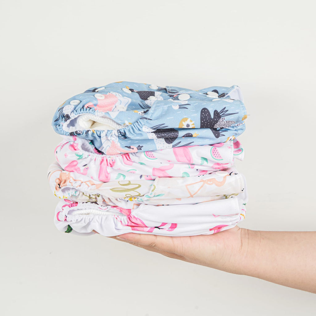 HappyFlute 9 Sets Newborn Baby Cloth Pocket Diapers Adjustable Reusable