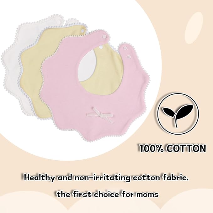 Bamery Baby Bandana Bibs White Cotton Drool Bibs for Drooling and Teething Absorbent for Boy Girl