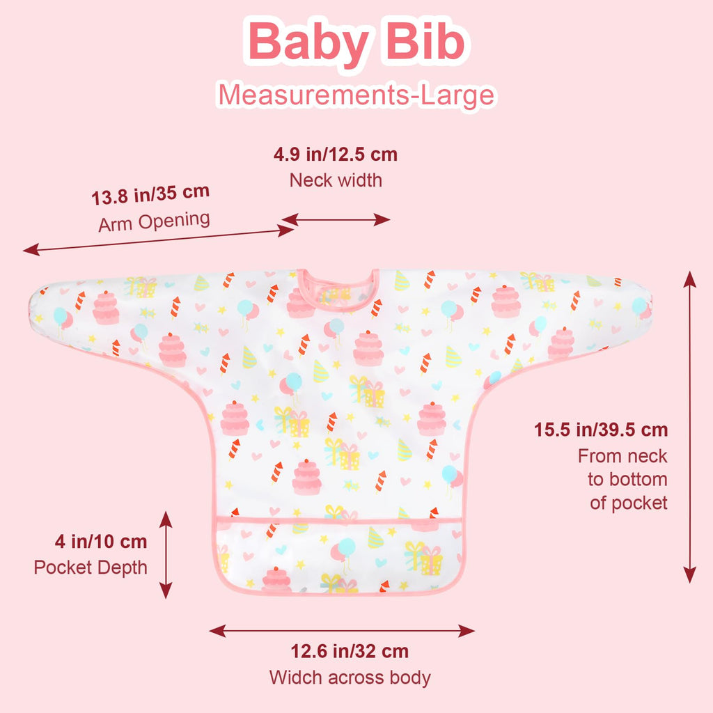 Accmor 5 Pack Long Sleeve Bibs, Baby Smock Waterproof Sleeved Bib Smock for Baby Toddler 6-24 Months