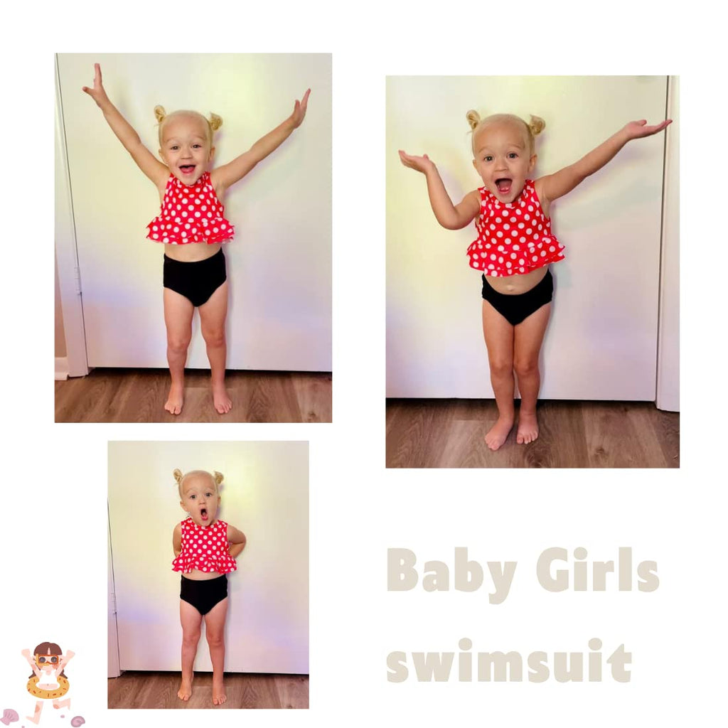 Toddler Little Girls Swimsuit Two Piece Mouse Ruffle Bathing Suit Bikini Tops Bottoms Swimming Suit Swimwear Beach Wear Polka Dot 3T - 4T