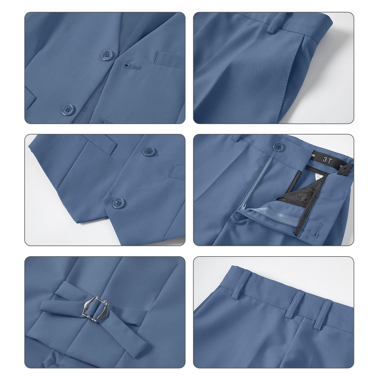 Lycody Boys Suit Vest Set Formal Dress Suits Wedding Outfit, Dusty Blue, 4T