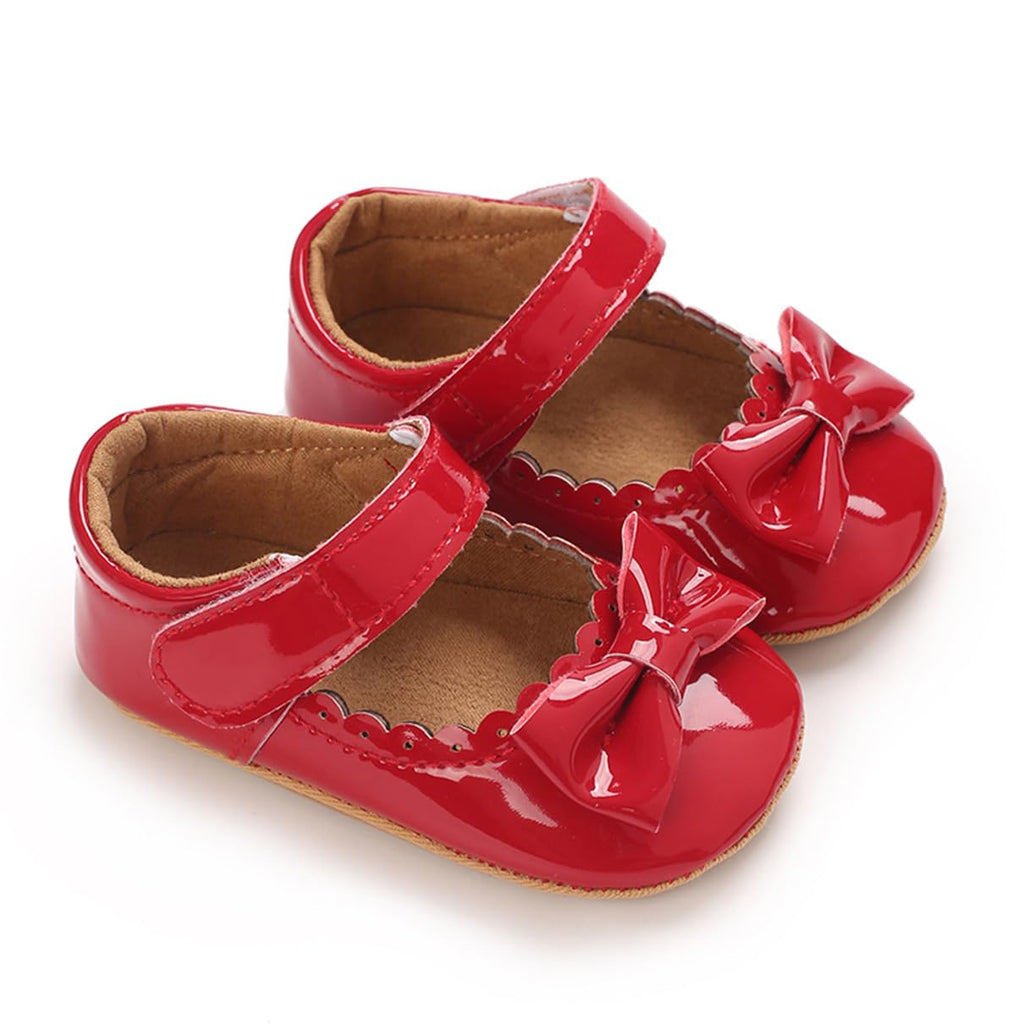 COSANKIM Baby Girls Mary Jane Flats Shoes Anti-Slip Rubber Sole Infant Toddler Princess Wedding Dress Shoes (6-12 Months Infant,08/Red)