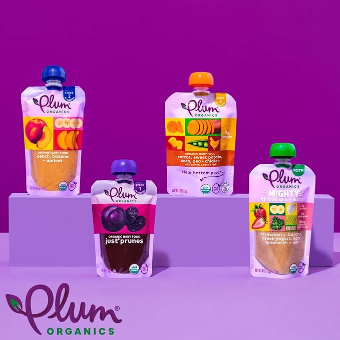 Plum Organics Mighty Morning Organic Toddler Food - Banana, Kiwi, Spinach, Greek Yogurt, and Barley - 4 oz Pouch (Pack of 12) - Organic Fruit and Vegetable Toddler Food Pouch