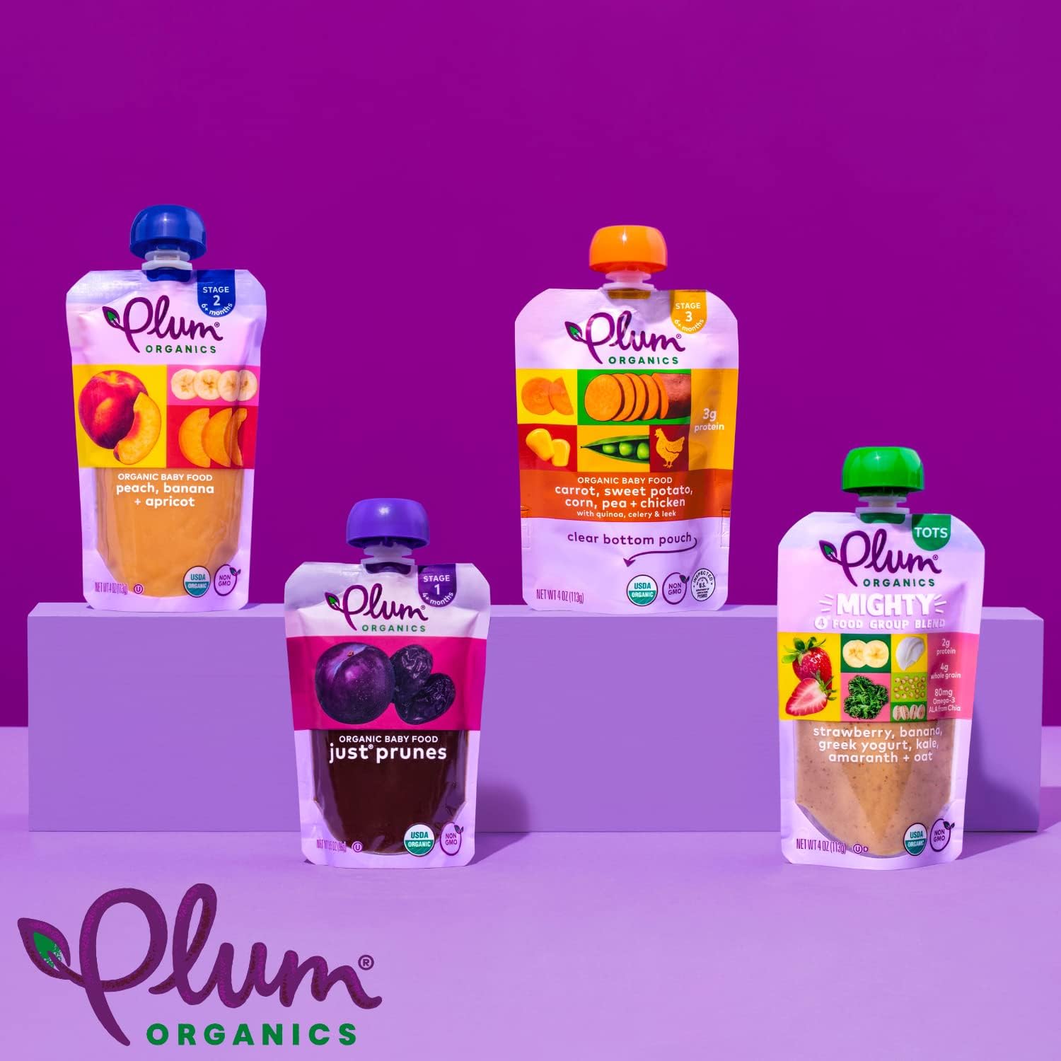 Plum Organics - +12 Months Organic Baby Food - Banana, Kiwi, Spinach, Greek Yogurt & Barley - Non-GMO - On-The-Go Pouches for Baby & Toddler Meals - Quality Tested Ingredients - 4 oz (Pack Of 12)