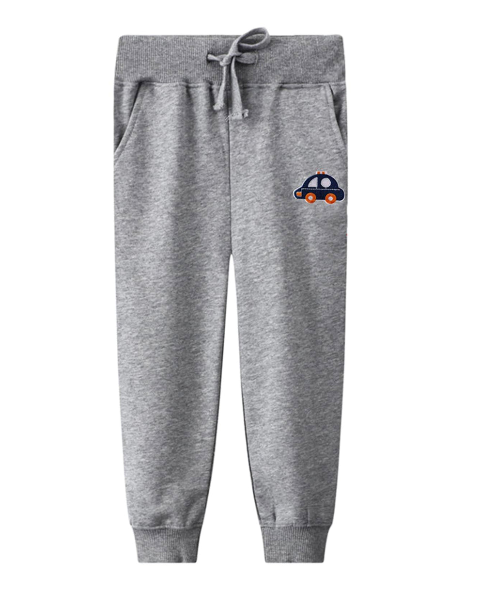 LOKTARC 2 Pack Toddler Boys Sweatpants Drawstring Cotton Sport Jogger Pants Car Navy Ligth Grey 2-3 Years/Size 3T