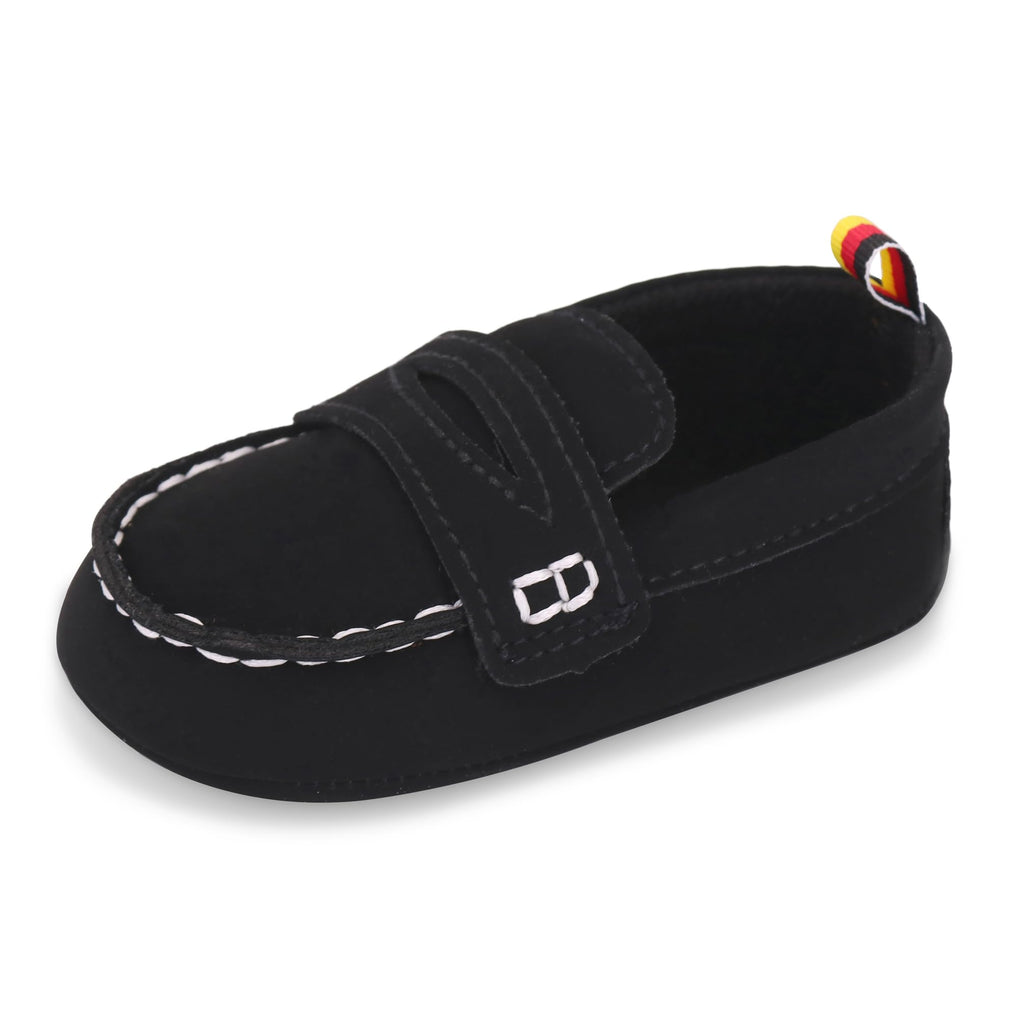 LONSOEN Baby Girls Boys Loafers Prewalker Dress Crib Shoes 6-12 Months,BAY230 Black 12