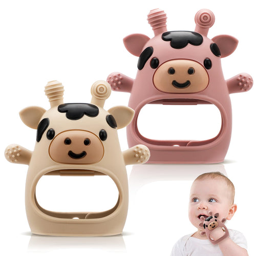 2 Pack Baby Teething Toys 3-6 6-12 Months, Silicone Teether Mittens