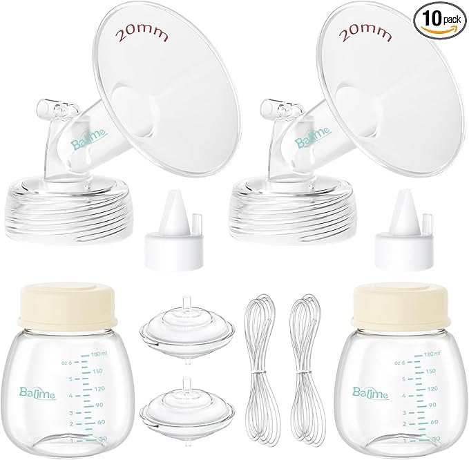 Breast Pump Parts Compatible with Spectra S1/S2/9 Plus, Not Original Accessories, Full Set Replacements Include 20mm Flanges, Valves, Backflow Protectors (Duckbills Included), Tubings and Bottles