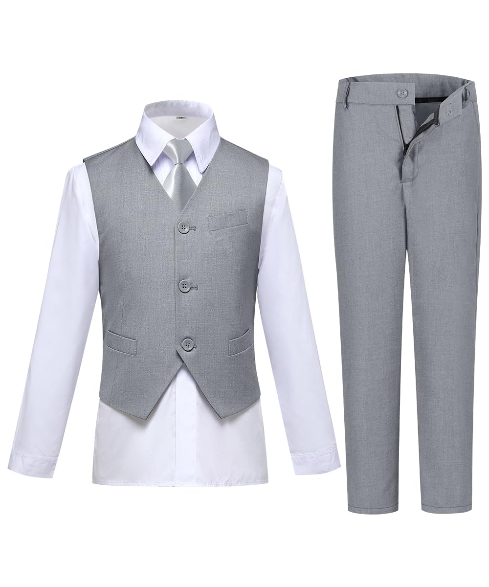 Boys Suit Kids Boy Light Gray Suit Tuxedo Outfit Vest and Pants Set Size 16