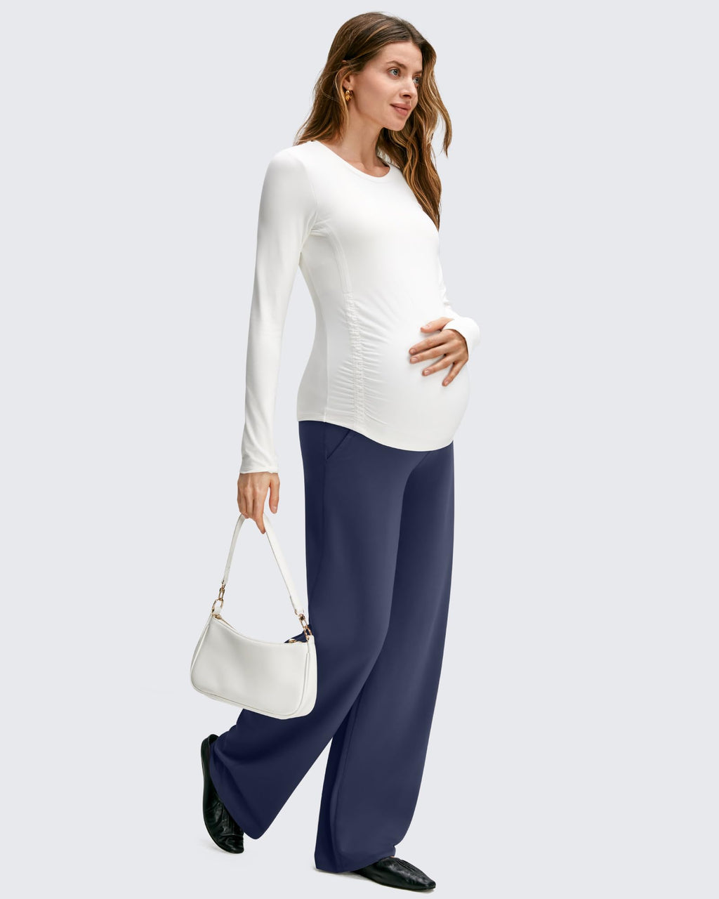 G4Free Maternity Work Clothes Pregnancy Pants for Yoga,Royal Blue,S,Tall
