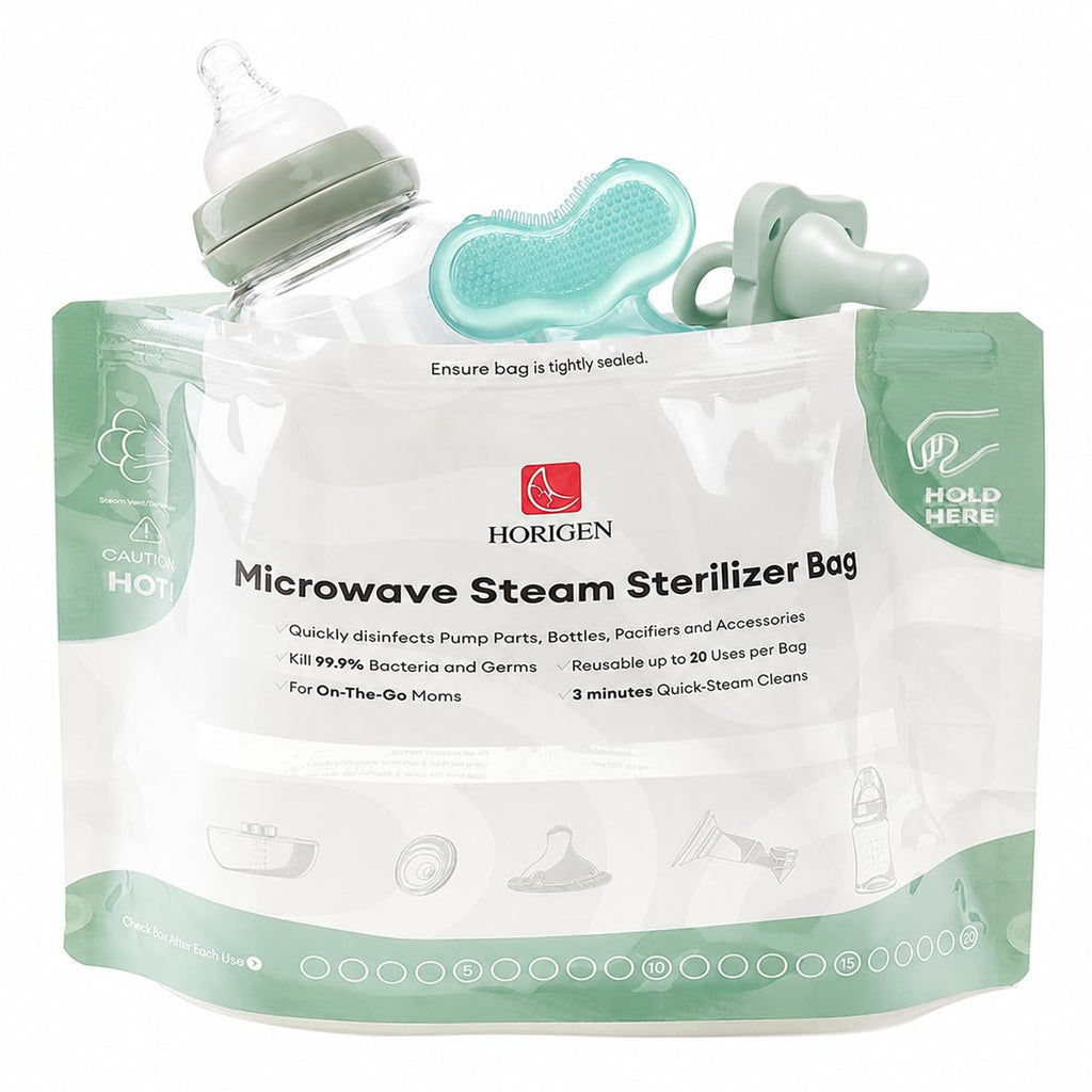 16 Packs Larger Microwave Sterilizer Bags, Reusable Baby Bottle Sterilizer Bags(20 Uses Per Bag), Microwave Steam Sterilizer Bags Great Cleaner for Baby Bottle and Pump Parts When Travel and Work