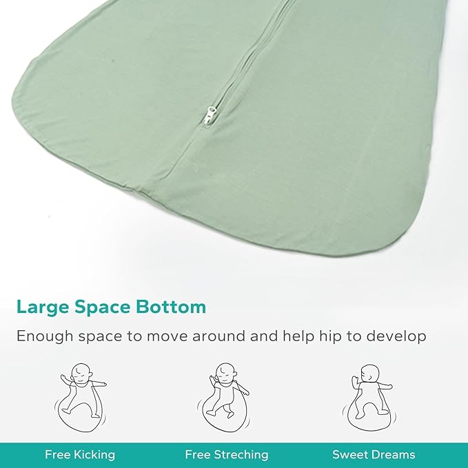 Rayon Made from Bamboo Sleep Sack, 0.5 TOG Wearable Blanket Baby, Lightweight Stretchy Sleep Sack 12-24 Months, Green