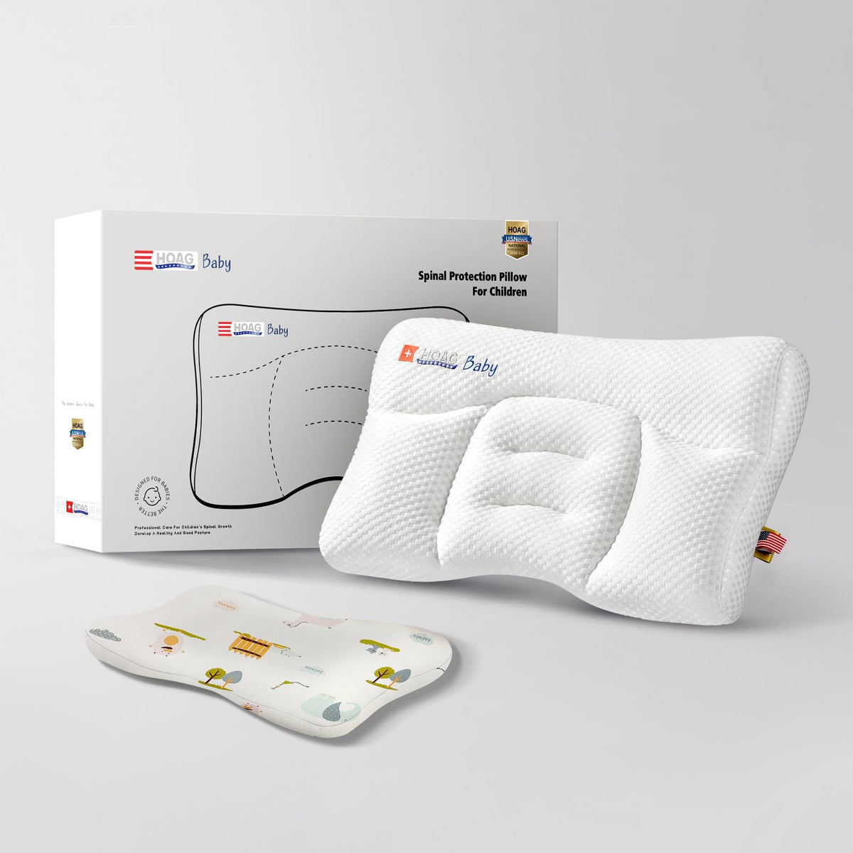 HOAGBaby Toddler Pillow with Pillowcase, Breathable & Cozy Machine Washable Kids Pillow with Pillowcase, 21.6x13.8 Ergonomic Children Pillow for Boys and Girls Aged 3-8 (Farm, Height 2)
