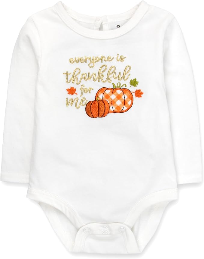 Baby Girl Holiday Outfit 4-Piece Set – Long Sleeve Bodysuit, Pants, Tutu Skirt & Headband – Halloween, Thanksgiving