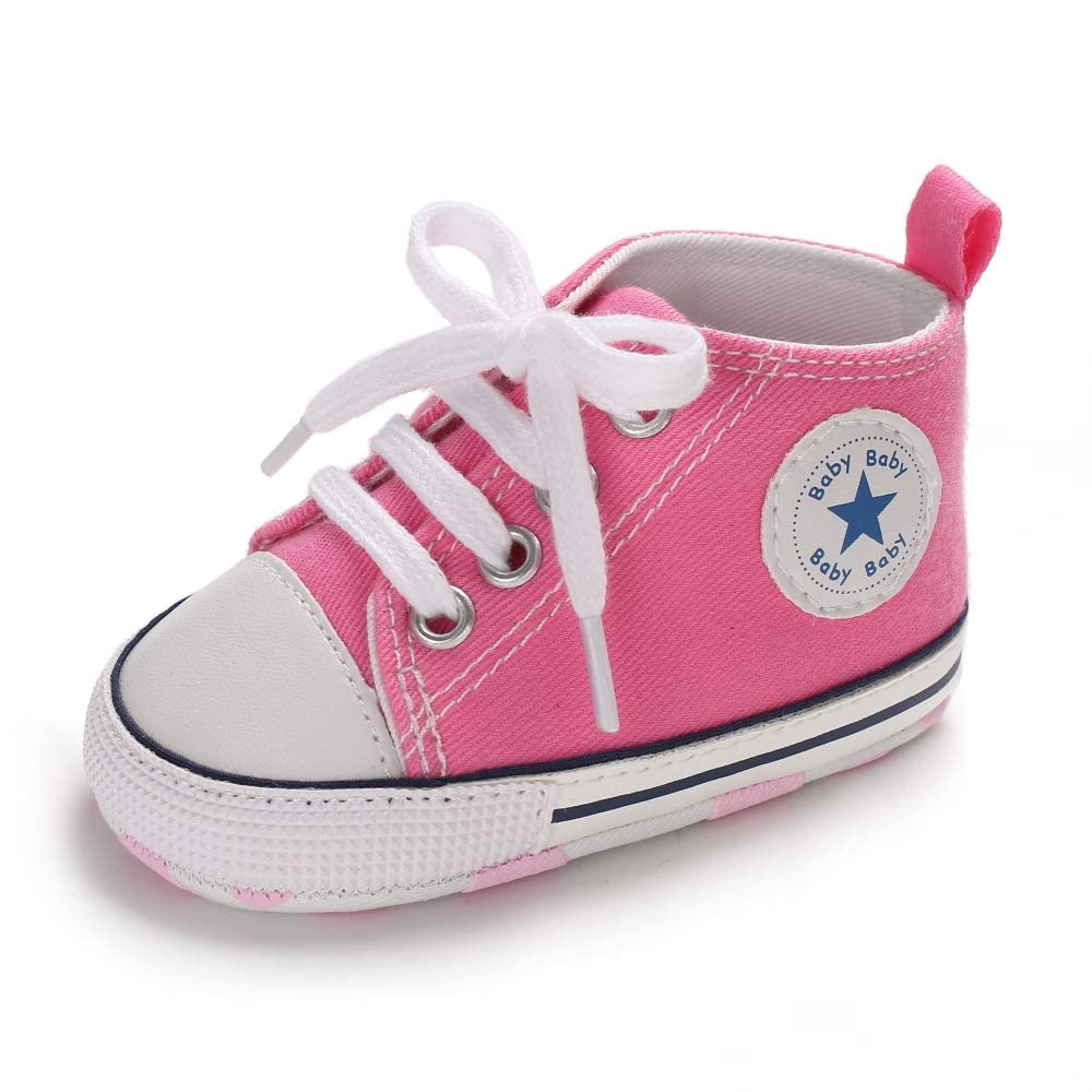 Meckior Save Beautiful Baby Girls Boys Canvas Sneakers Soft Sole High-Top Ankle Infant First Walkers Shoes