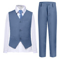 Lycody Boys Suit Vest Set Formal Dress Suits Wedding Outfit, Dusty Blue, 4T