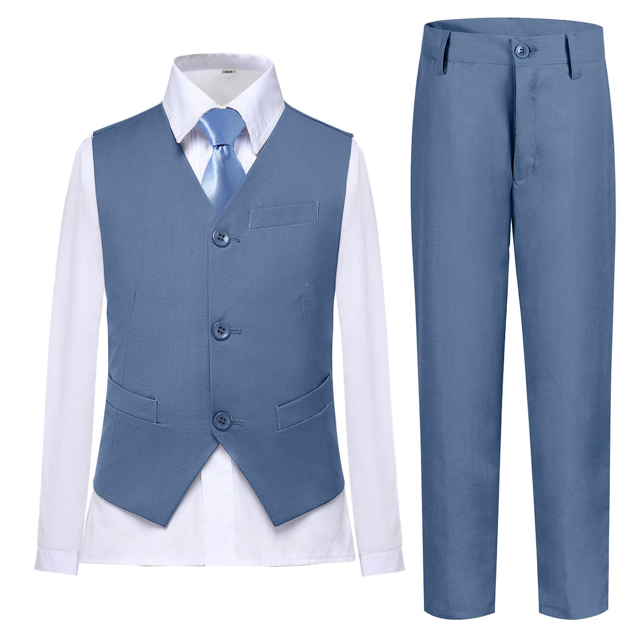 Lycody Boys Suit Vest Set Formal Dress Suits Wedding Outfit, Dusty Blue, 4T