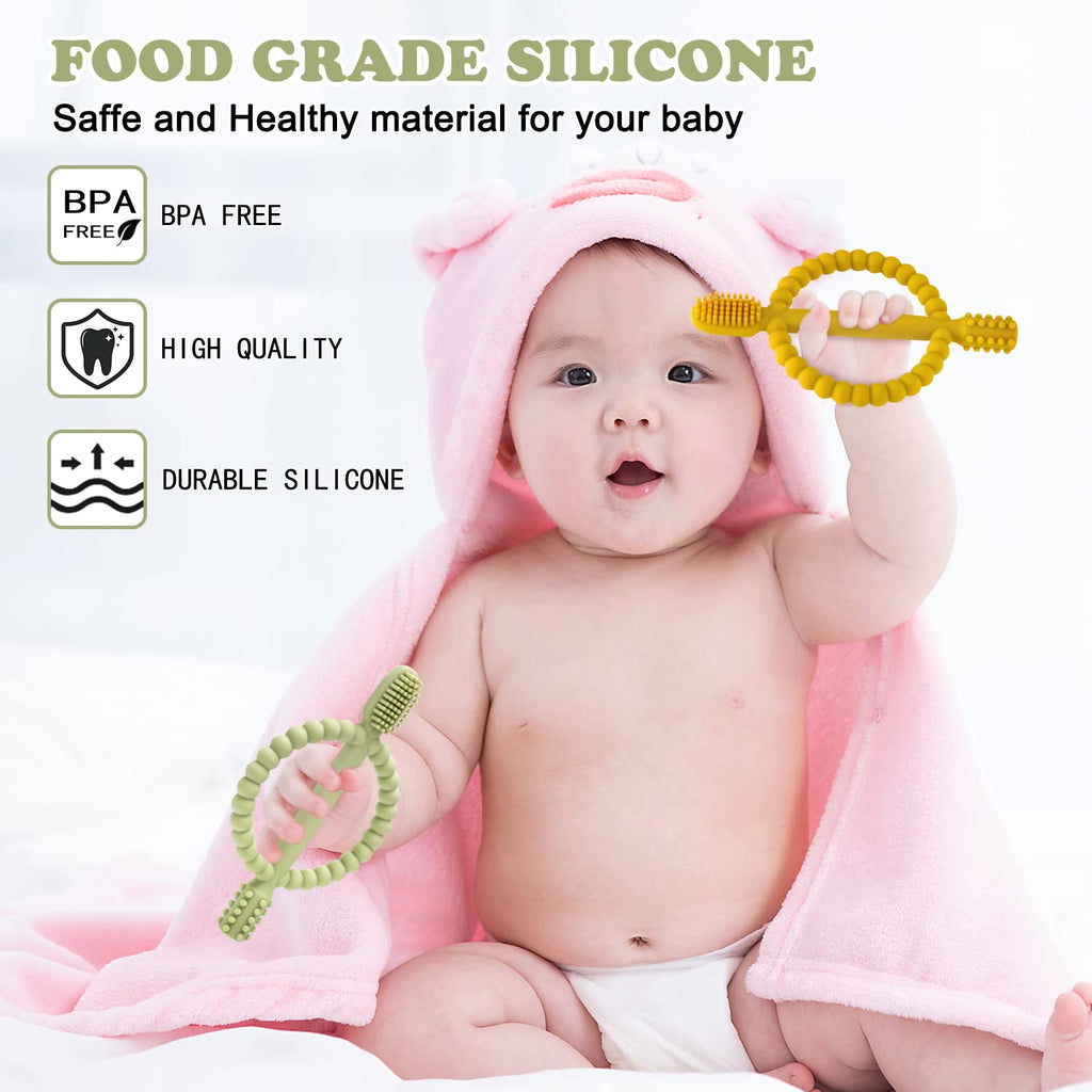 MISSLILI Baby Teething Toys with Easy-Hold Handle, Infant Toothbrush
