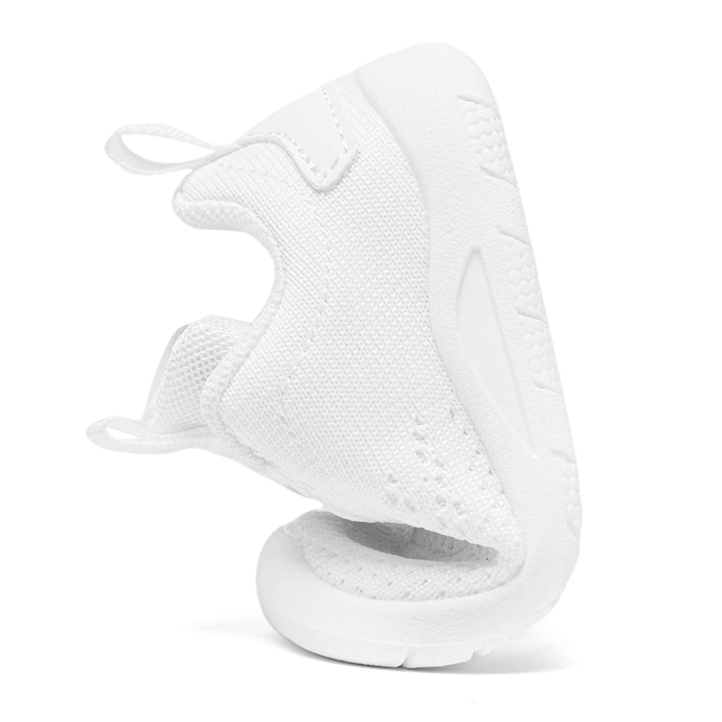 MORENDL Toddler Sneakers Baby Slip On Walking Shoes Non-Slip Breathable Boys & Girls Running Shoes Infant Tennis Shoes White 15-18 Months Size 6
