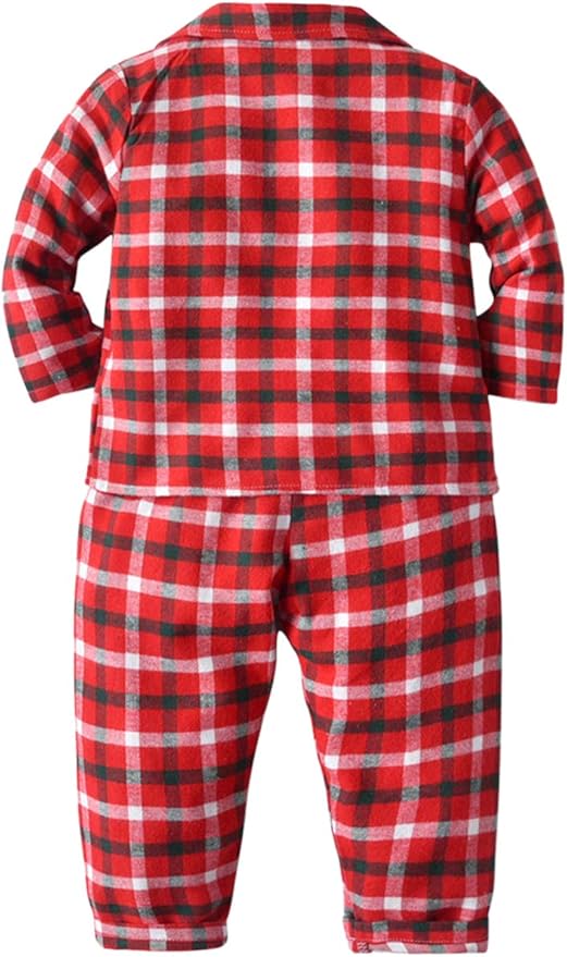 Schbbbta Kids Pajamas Set, Plaid Button Down Pjs for Girls & Boys, 9 Months - 14 Years