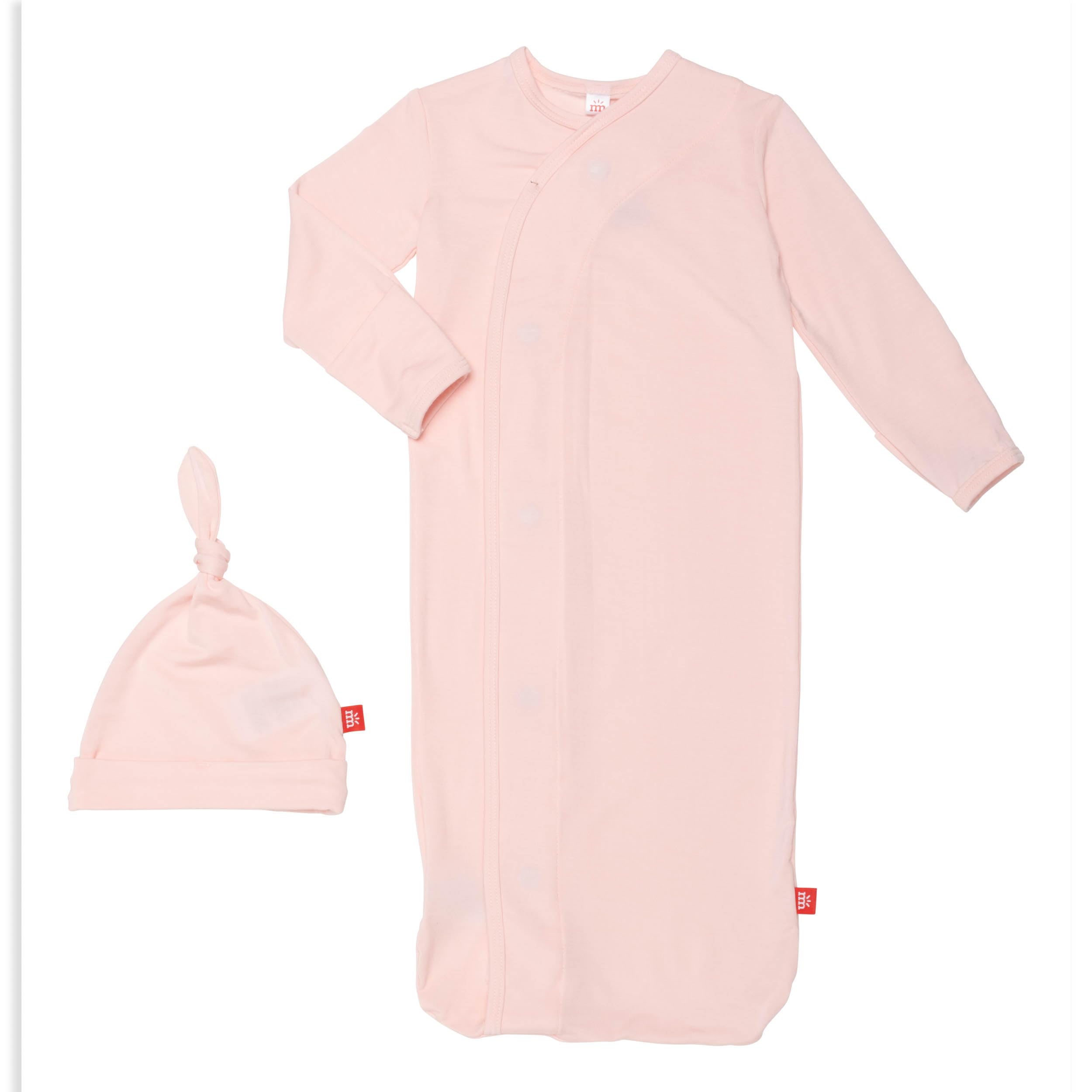 Magnetic Me Modal Newborn Sleeper Gown & Hat Set | Silky Soft Modal Fabric Sleep Sack | Pink Dogwood | 0-3 Months