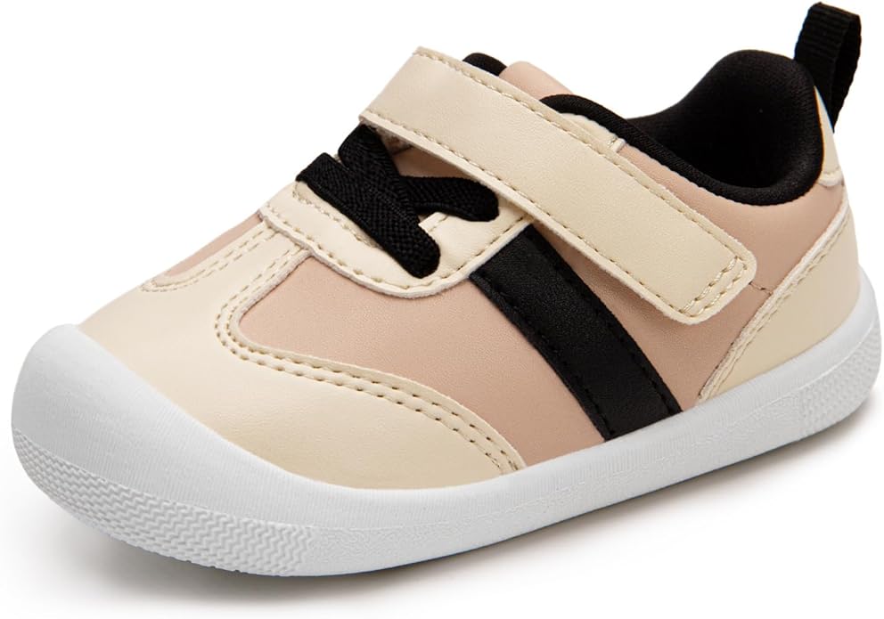 Baby Shoes Boys Girls Barefoot Wide Toe Box Zero Drop First Walkers PU Leather Nonslip Toddler Sneakers for 6-24 Months Infant Walking,Running,Crawling