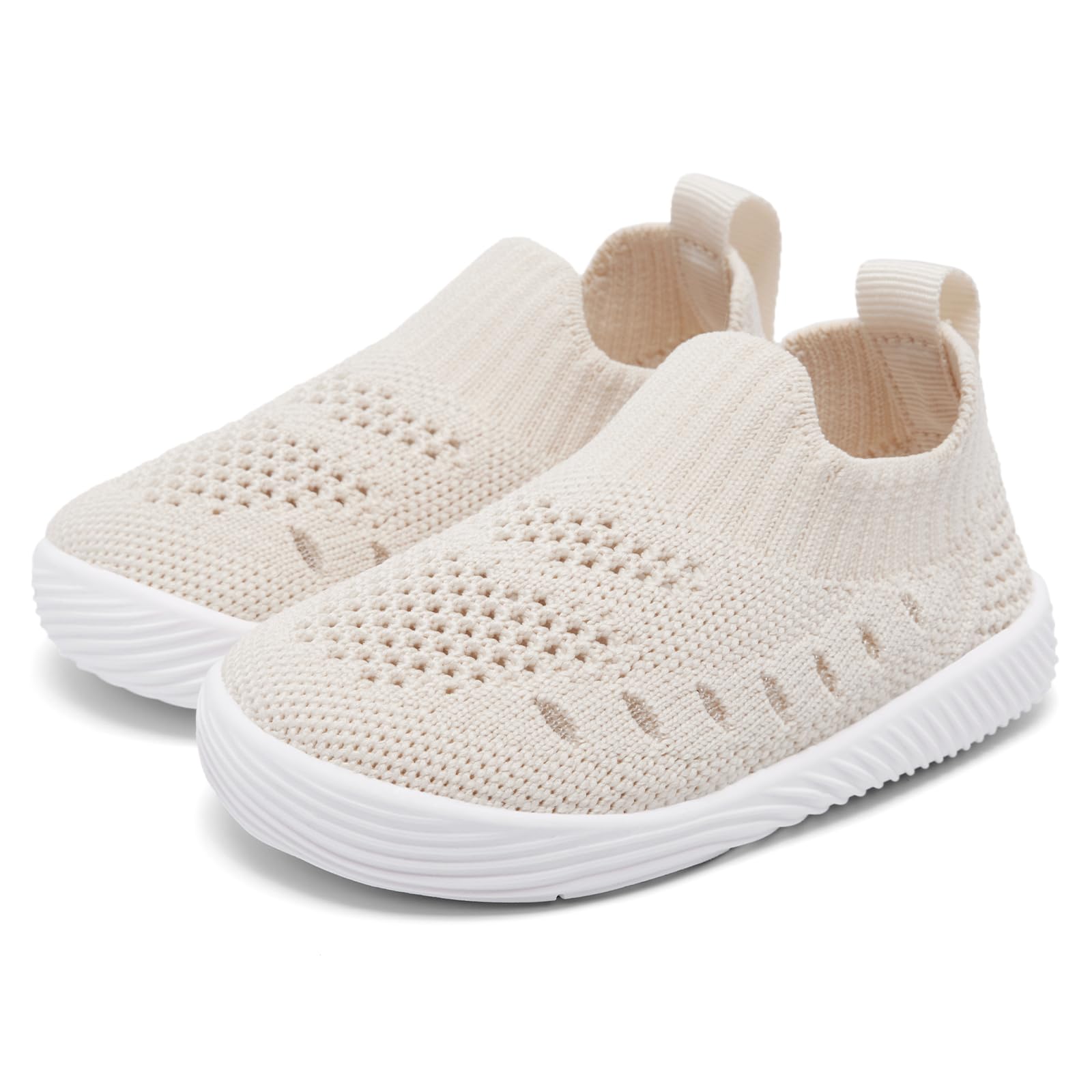 MORENDL Toddler Shoes Baby Walking Sock Shoes Non-Slip Breathable Boys & Girls Sneakers Infant Tennis Shoes Mesh Khaki Size 8