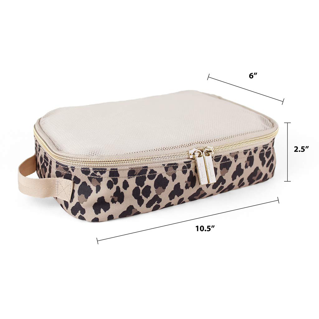 Itzy Ritzy Packing Cubes for Travel, Set of 3 Travel Organizers (Leopard)