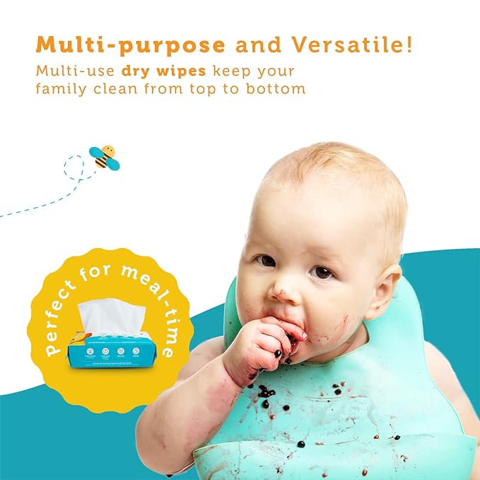 Whoopsie Wipes – The Original 100% Pure Cotton Dry Baby Wipes – Ultra Soft, Unscented, Chemical-Free Wipes for Sensitive Skin – Use Dry or Add Water for Wet Wipes – 12 Packs (1200 Count)