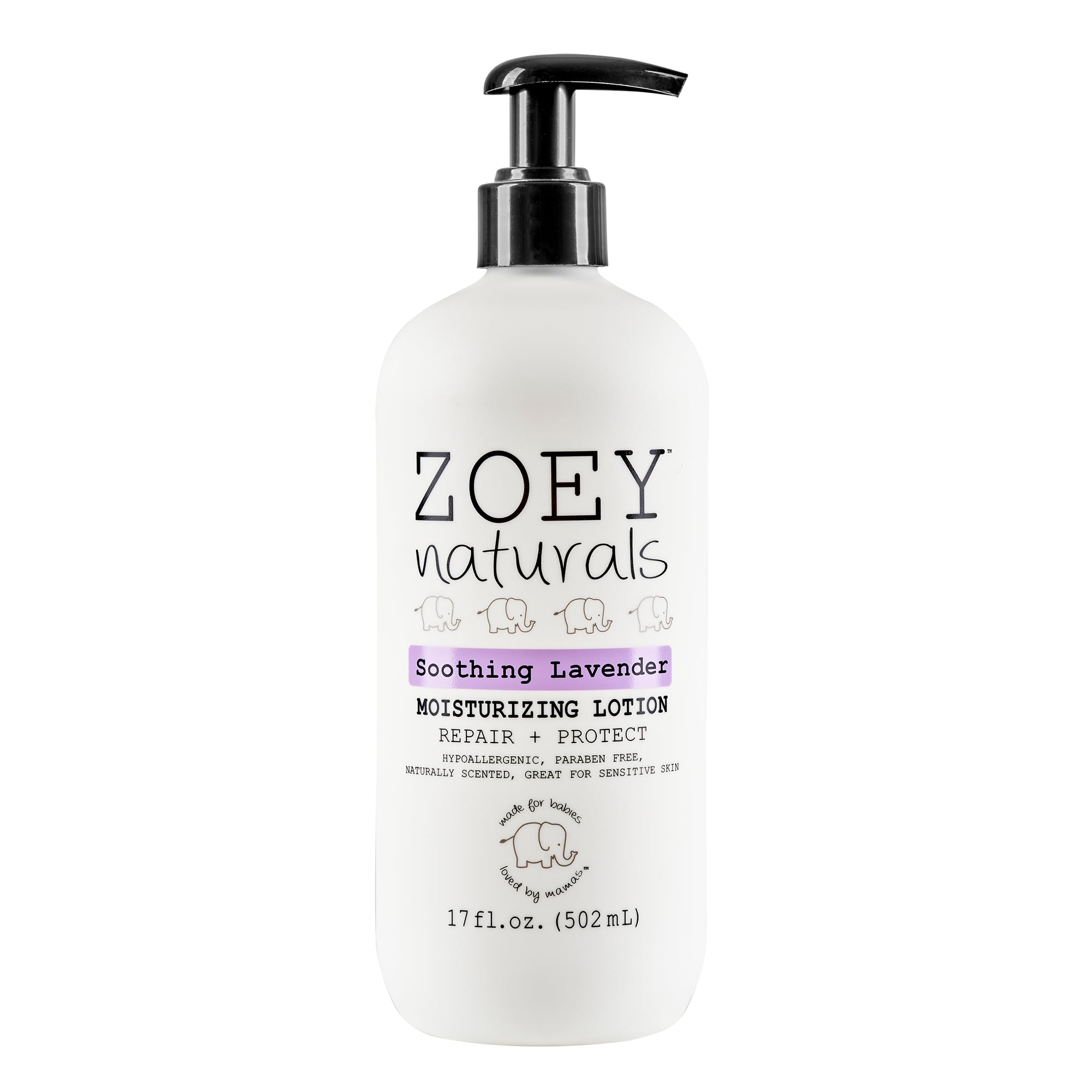 Zoey Naturals Lavender Moisturizing Lotion for Babies – Hypoallergenic, Gentle & Natural for Kids with Sensitive and Dry Skin – Aloe, Avocado & Shea – Made in USA – 17 fl oz