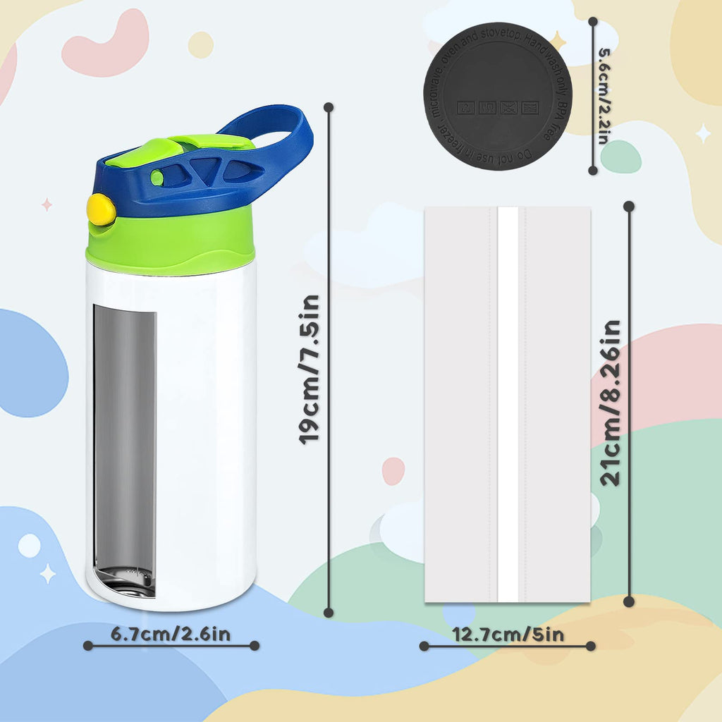 XccMe Kids Sublimation Tumbler,12oz Sublimation Water Bottle Blanks,Straight Stainless Steel Todder Sippy Cup,Double Wall Insulated Sippy Tumbler with Handle,Shrink Films,Leak Proof (Blue)
