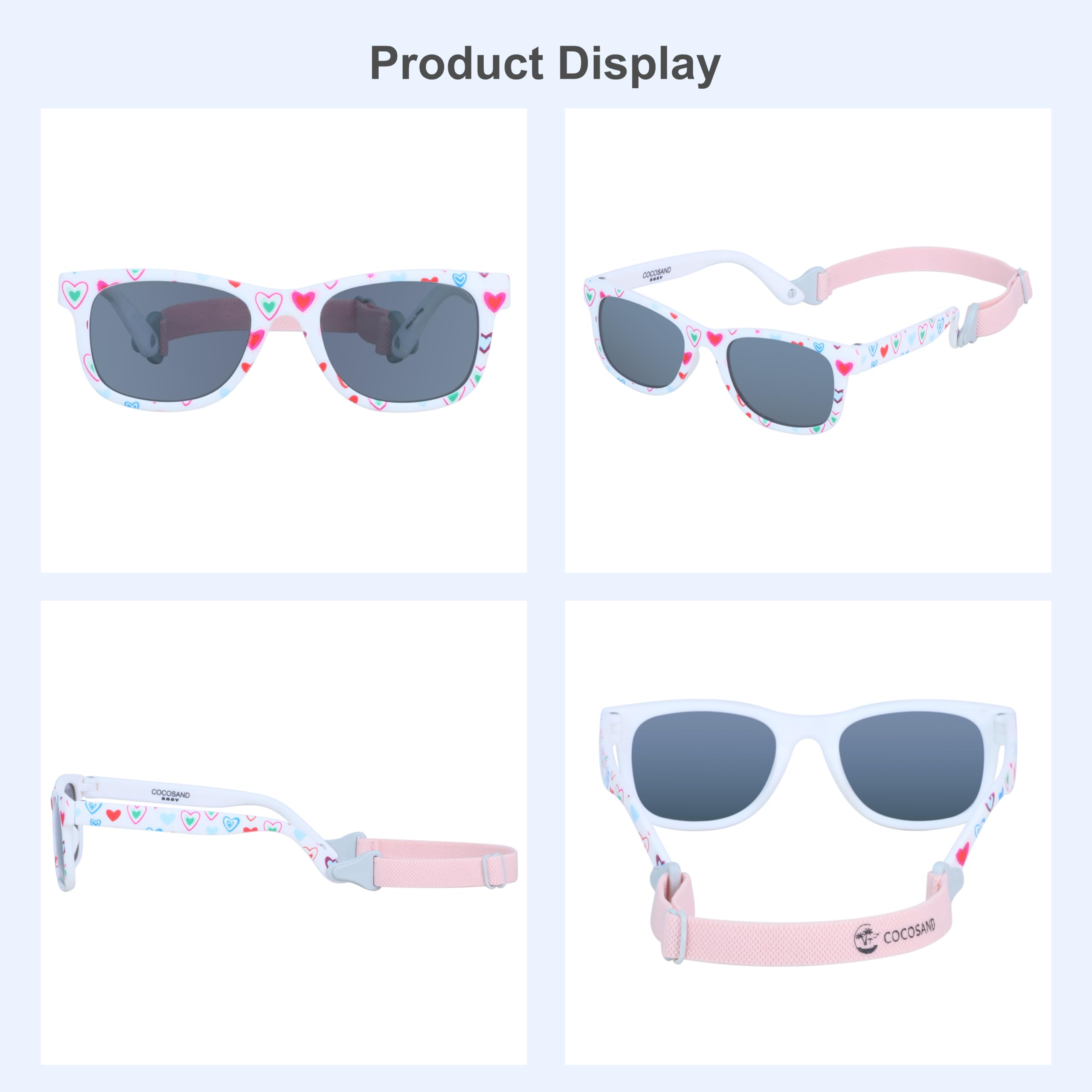 COCOSAND Flexible Polarized Baby Sunglasses with Strap