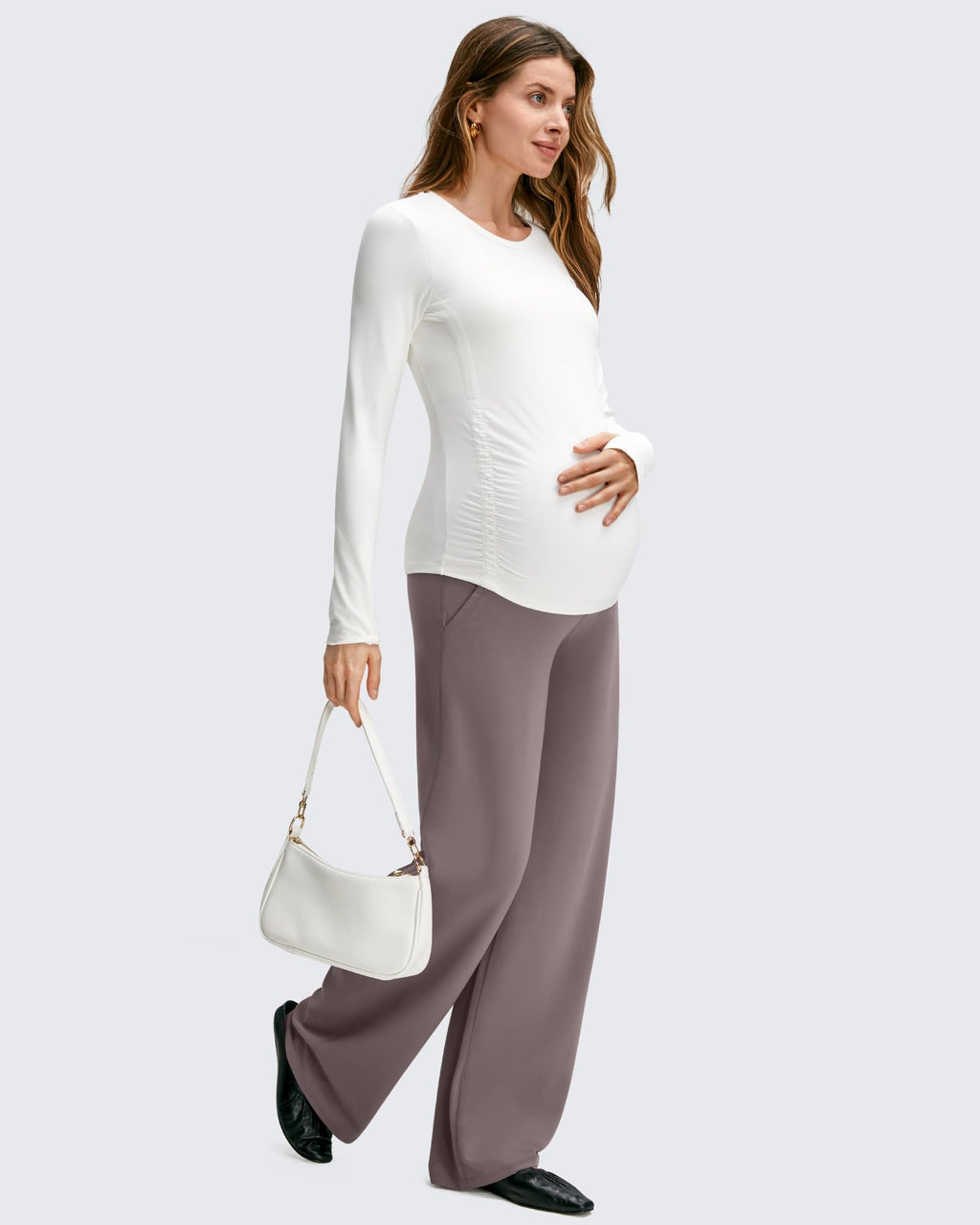 G4Free Pregnancy Pants with Pockets Maternity Clothes for Work,Taupe,S,Tall