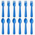 Muulaii 12 Pcs Kids Forks and Spoons, Plastic Kids Utensils Set, Blue