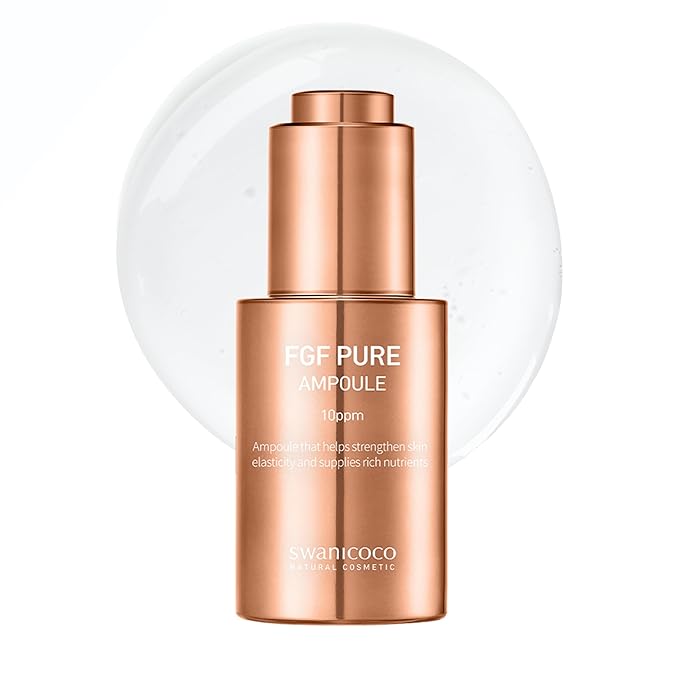Swanicoco Pregnancy Safe Skincare FGF Pure Ampoule Serum (FGF 10 PPM), Firming Anti Aging, Hyaluronic Acids Glycerin Niacinamide, Improves Dermal Elasticity Reduces Fine Lines Hydrating 30ml 1 Fl Oz