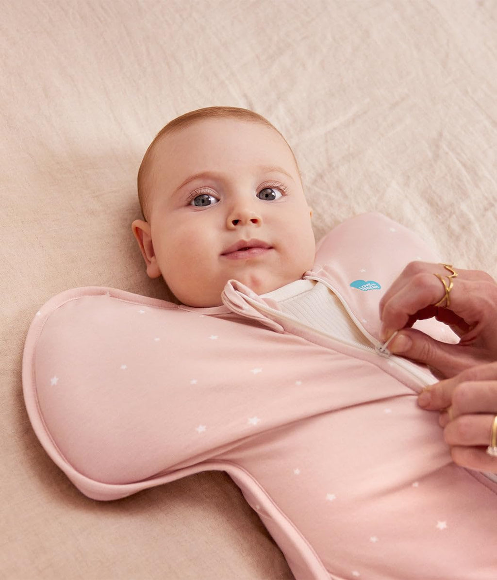 Love to Dream Swaddle UP, Baby Sleep Sack, Self-Soothing Swaddles for Newborns, Secure Fit Helps Calm Startle Reflex, New Born Essentials for Baby, 1.0 TOG, Small 8-13lbs, Powder Pink Twinkle