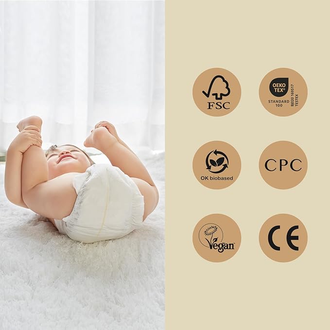 ECO BOOM Diapers, Viscose from Bamboo Diapers, Natural Soft Disposable Nappies for Infant, Size 5 Suitable for 26 to 37lb (X-Large - 28 Count)